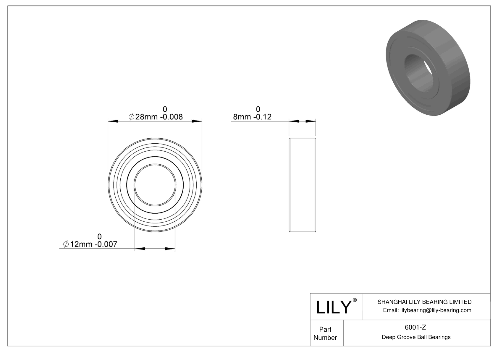 6001-Z Rodamientos rígidos de bolas de una hilera cad drawing