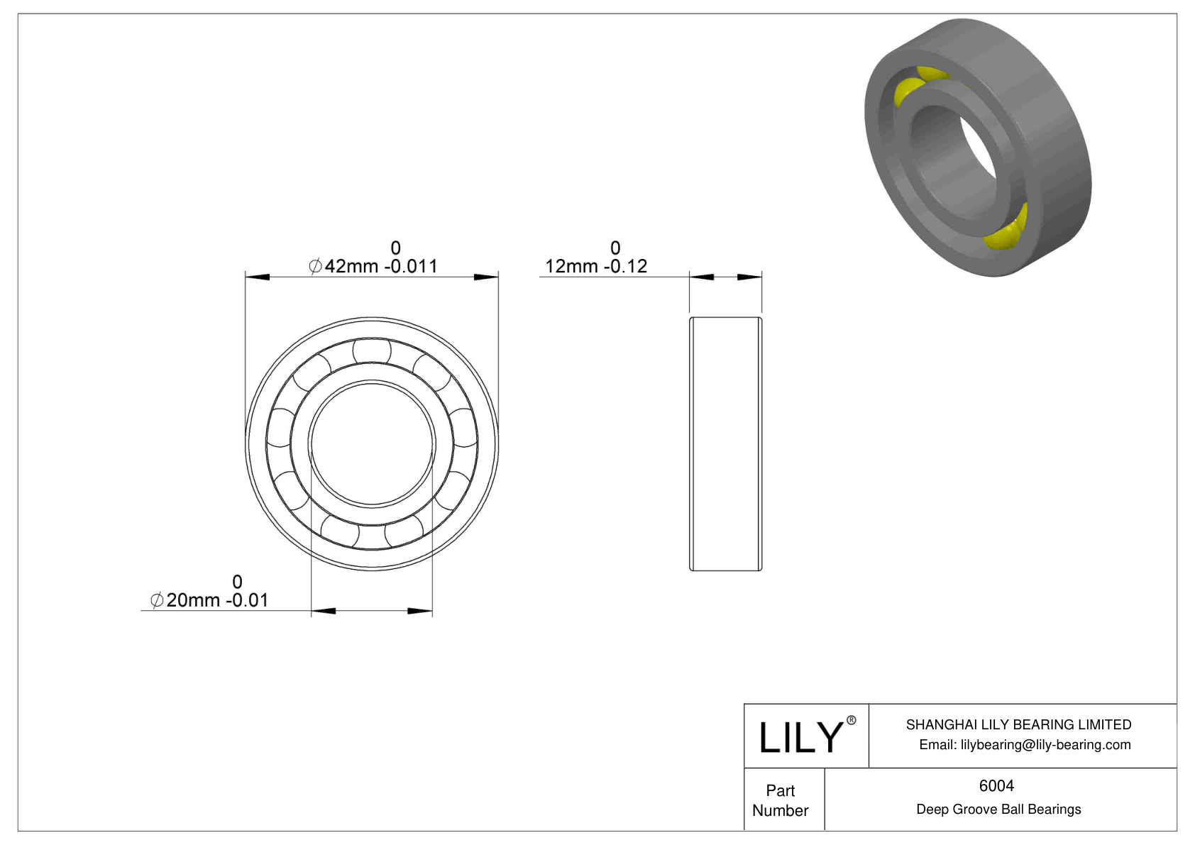 LILY-PU600453-20C2L12M10 Polyurethane Coated Bearing With Screw cad drawing