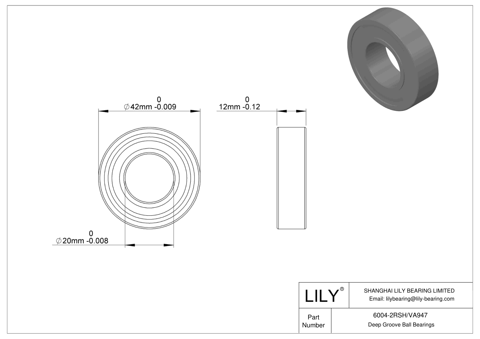 6004-2RSH/VA947 Rodamientos rígidos de bolas de una hilera cad drawing