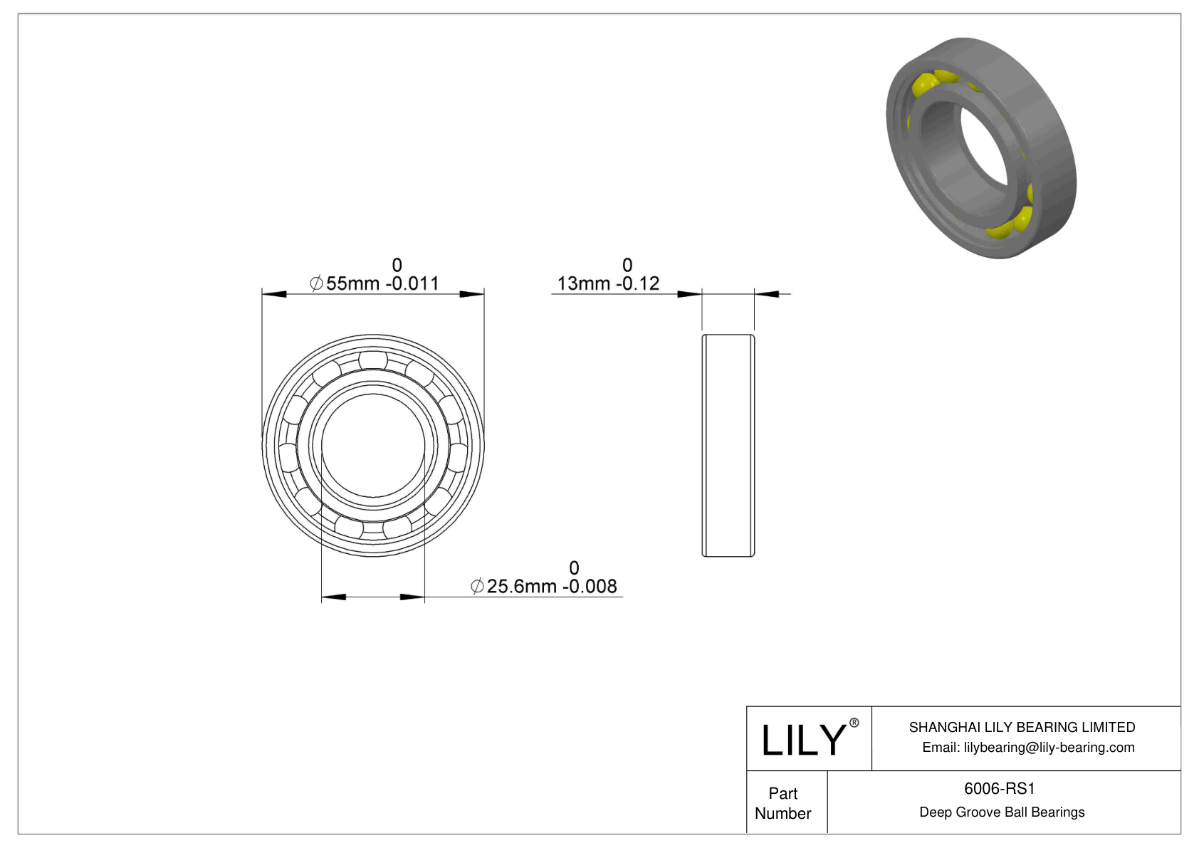 6006-RS1 Rodamientos rígidos de bolas de una hilera cad drawing