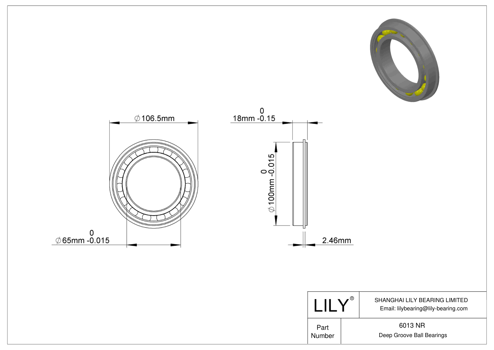 6013 NR Rodamiento ranurado de bolas con anillo elástico cad drawing