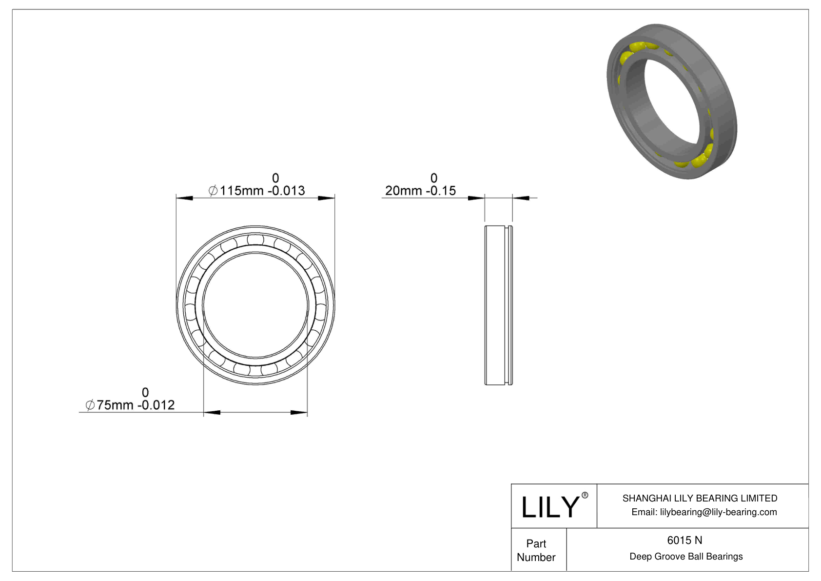 6015 N 卡环沟槽球轴承 cad drawing