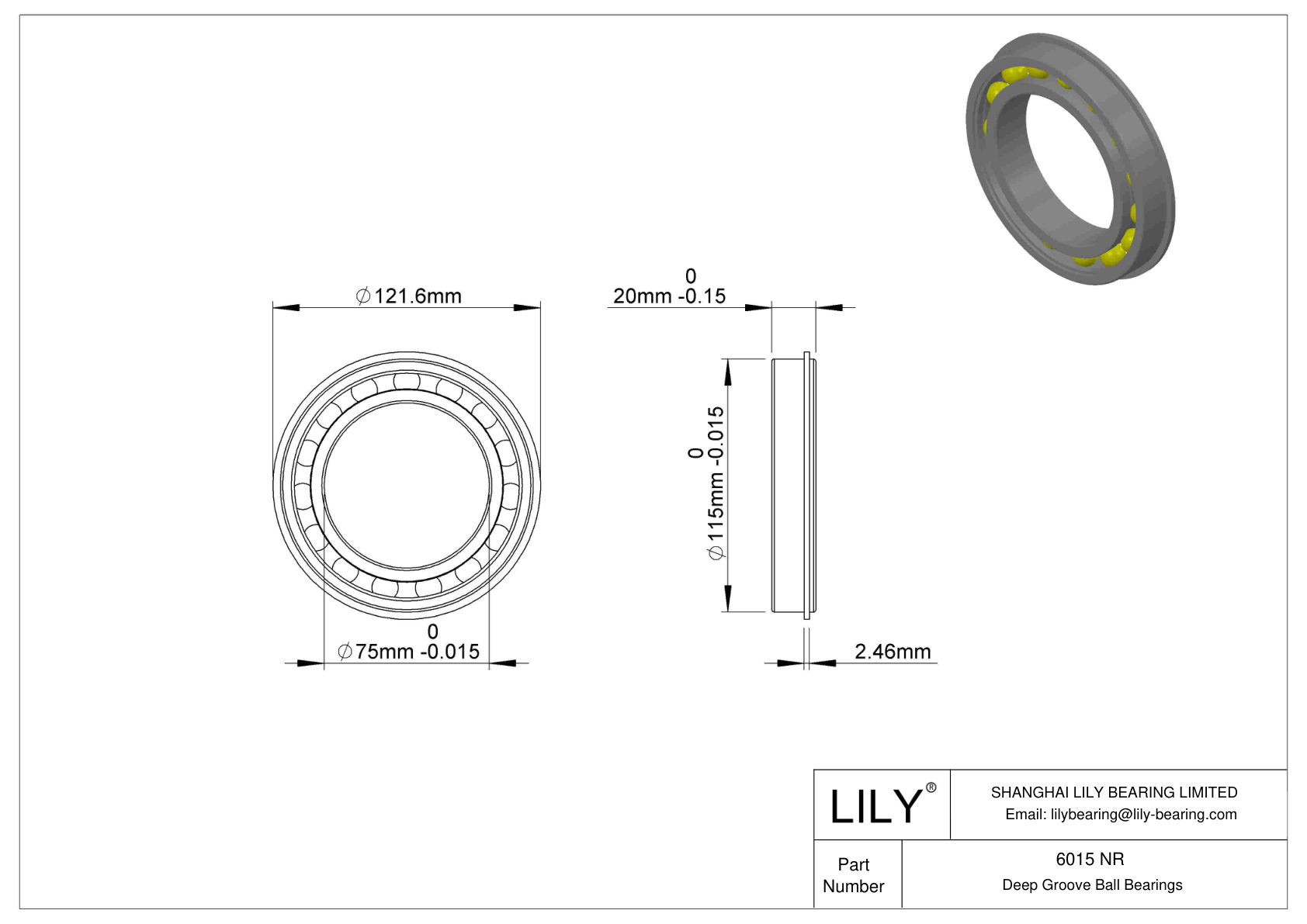 6015 NR 卡环沟槽球轴承 cad drawing