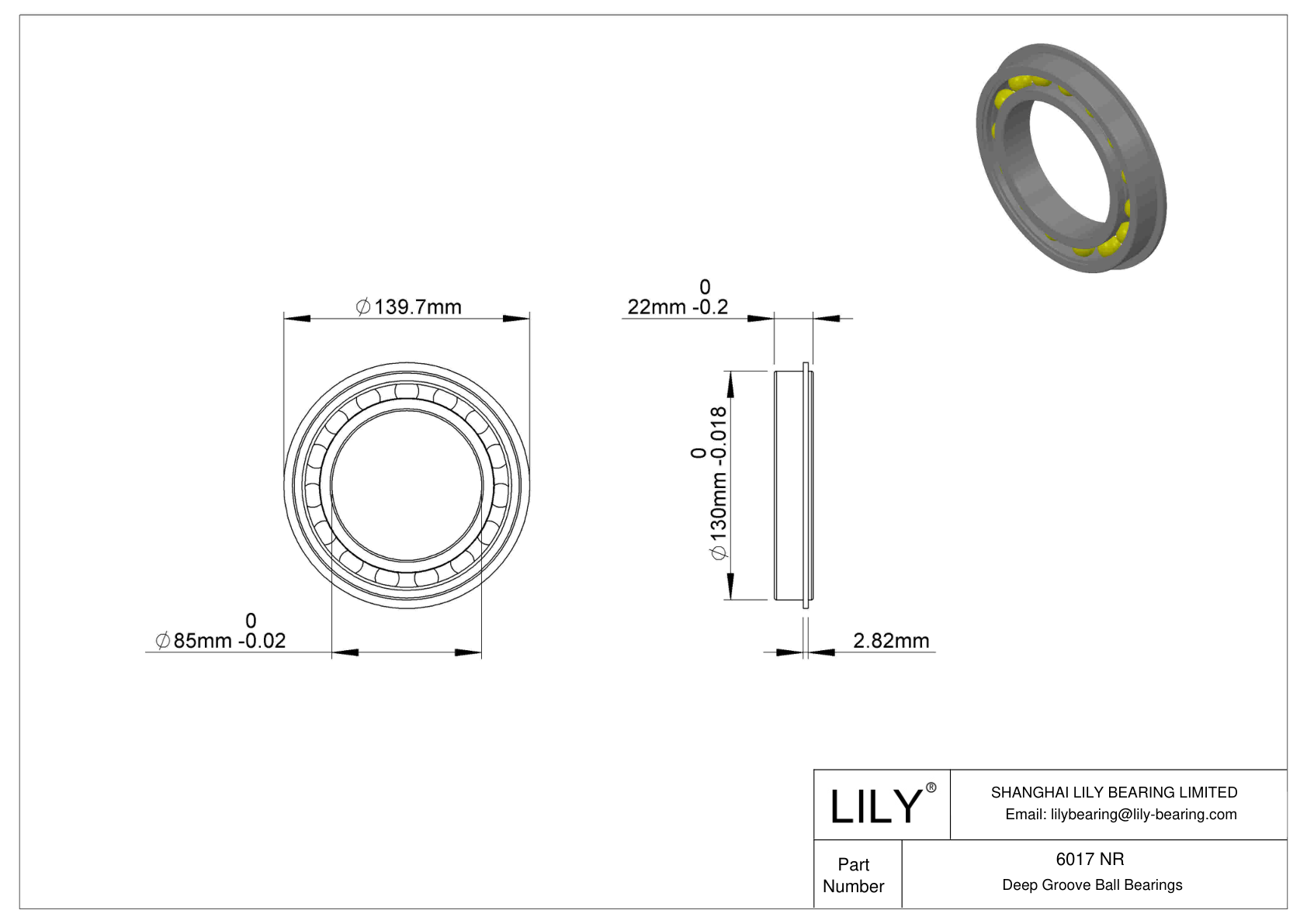 6017 NR Rodamiento ranurado de bolas con anillo elástico cad drawing