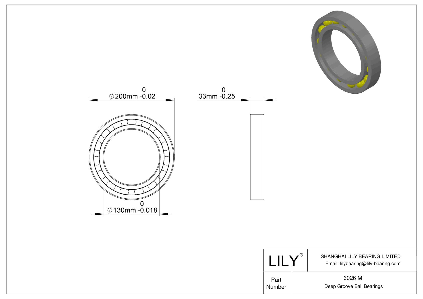 6026 M/C3S0 Single Row Deep Groove Ball Bearings cad drawing