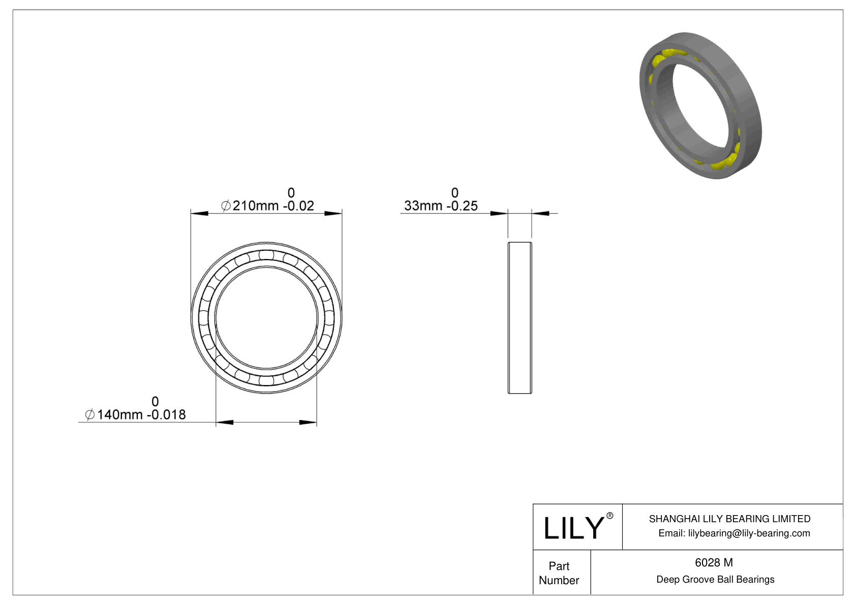 6028 M Single Row Deep Groove Ball Bearings cad drawing