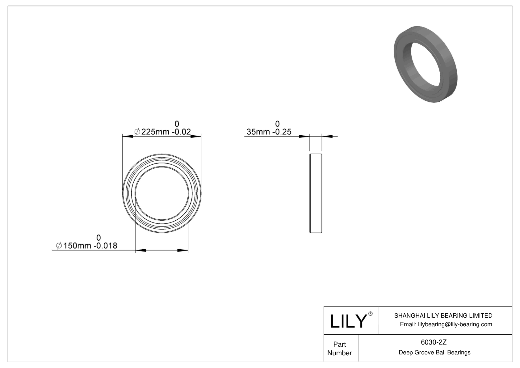 6030-2Z 单列深沟球轴承 cad drawing