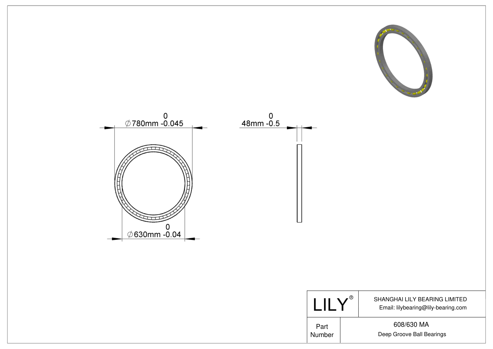 608/630 MA Single Row Deep Groove Ball Bearings cad drawing