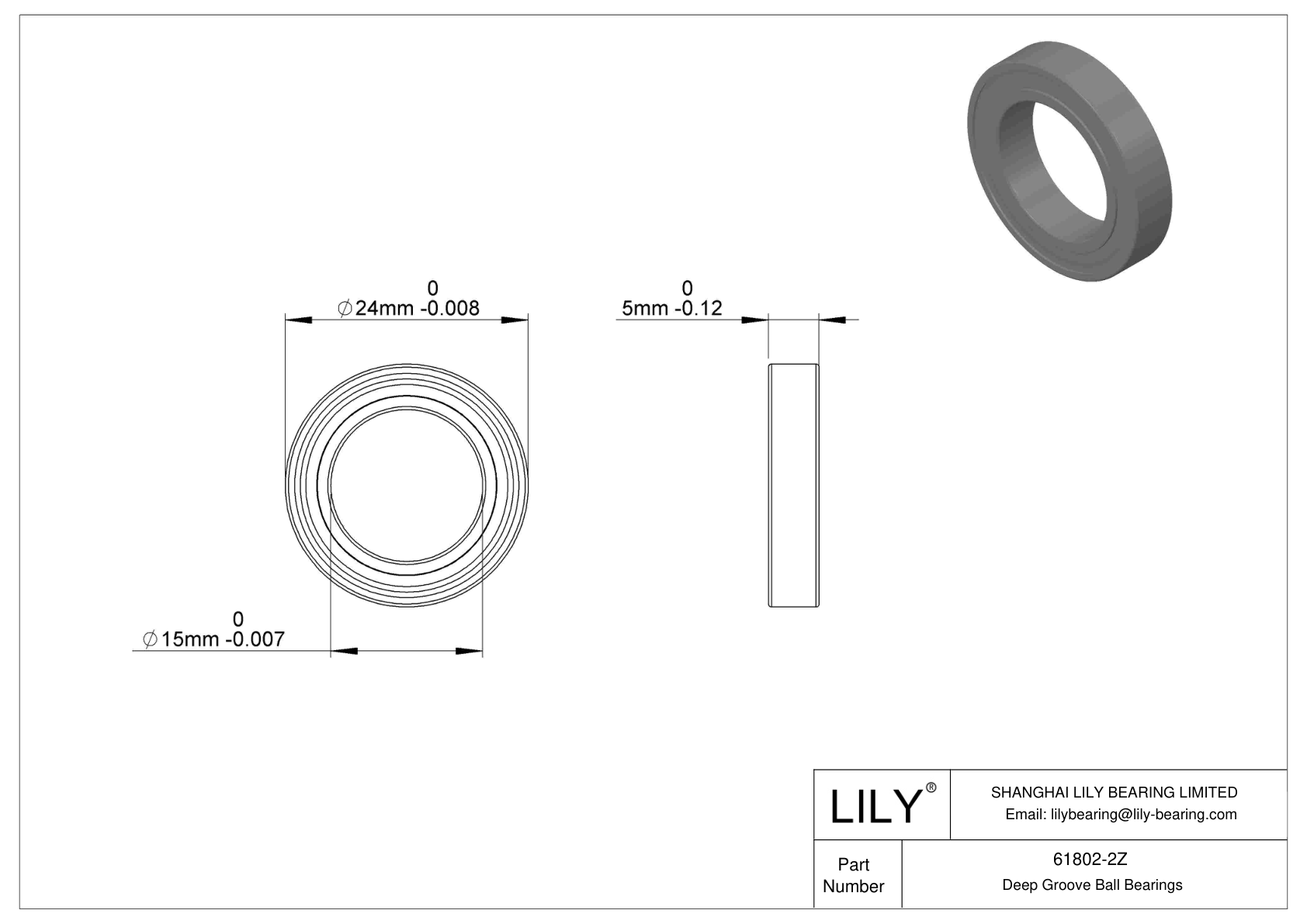 61802-2Z Rodamientos rígidos de bolas de una hilera cad drawing