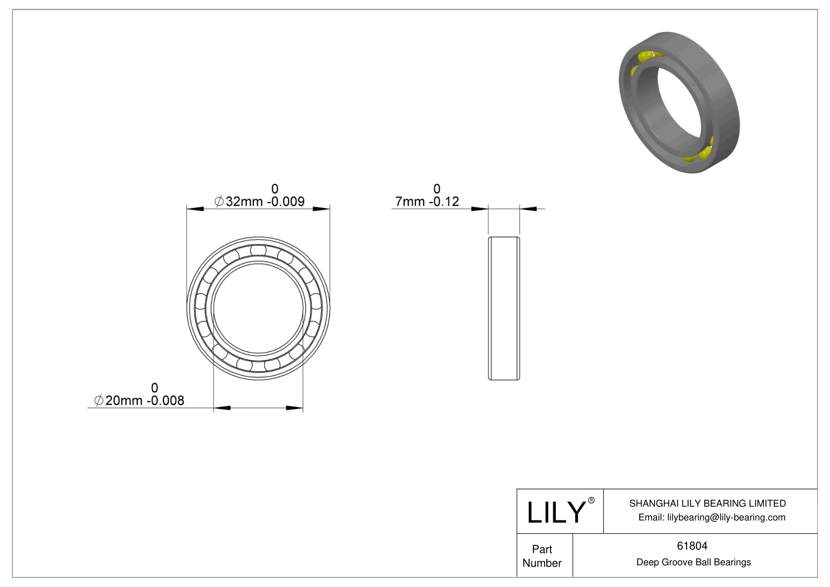 61804 单列向心球轴承 cad drawing