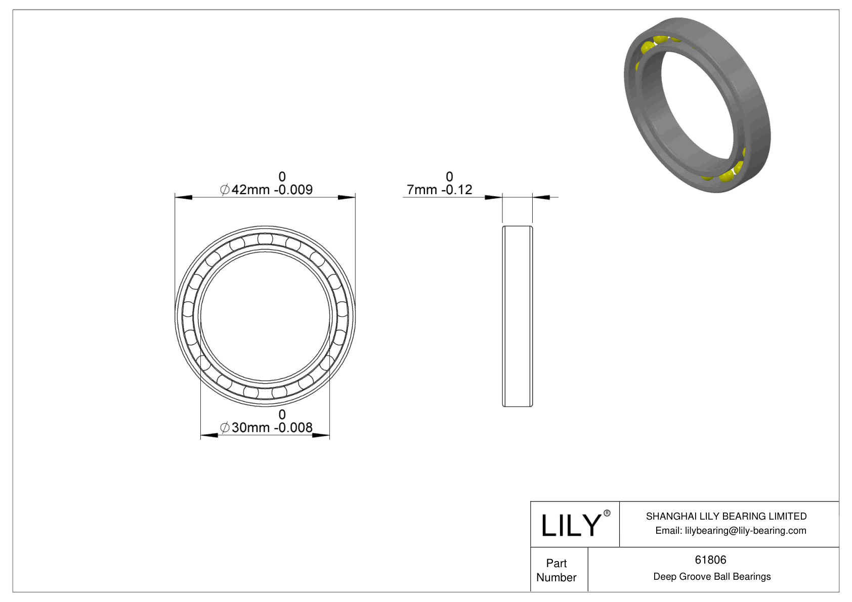 61806 单列深沟球轴承 cad drawing