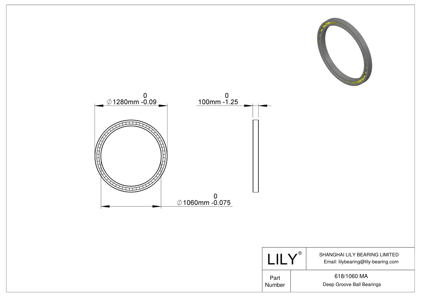 618/1060 MA Single Row Deep Groove Ball Bearings cad drawing