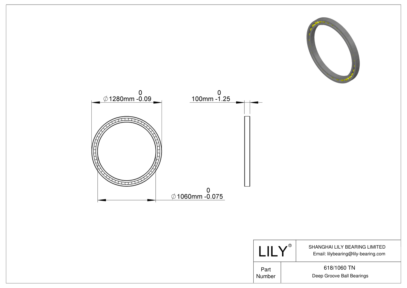 618/1060 TN Single Row Deep Groove Ball Bearings cad drawing