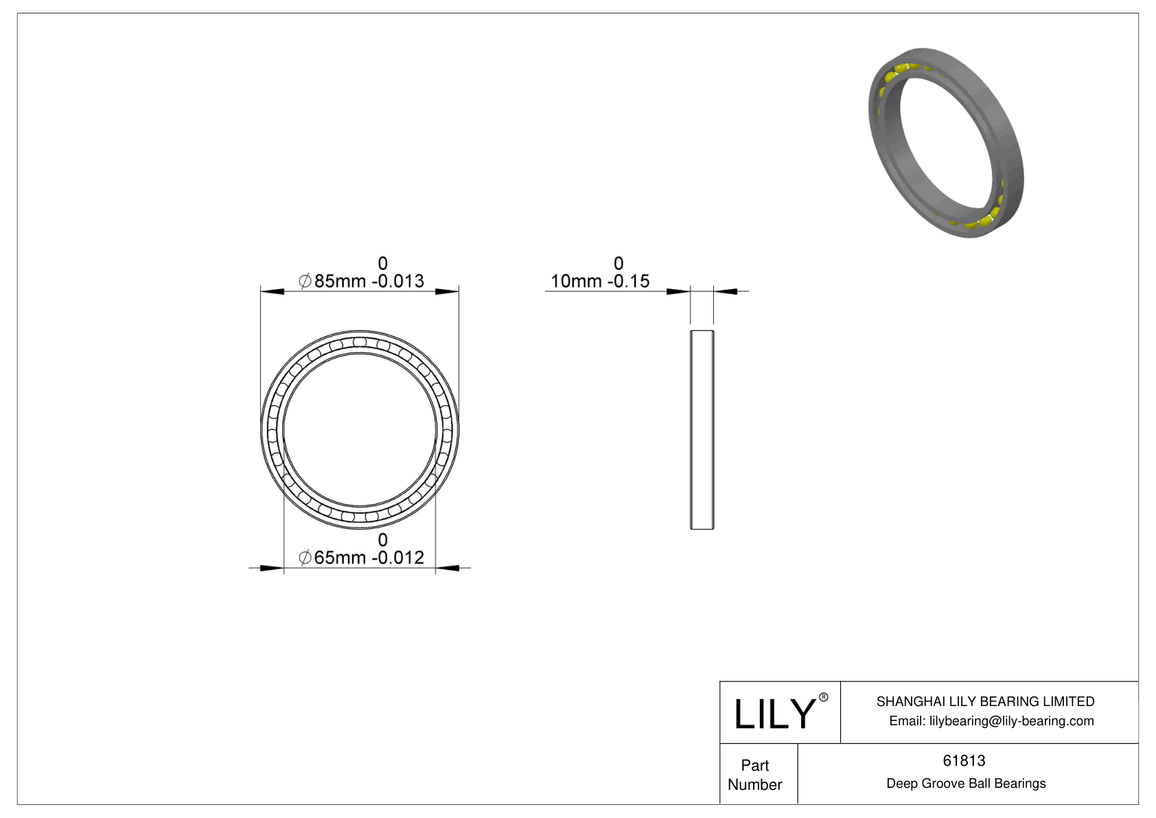 61813 单列深沟球轴承 cad drawing