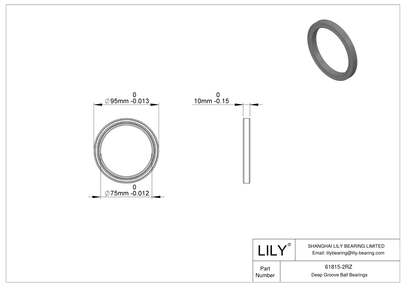 61815-2RZ Rodamientos rígidos de bolas de una hilera cad drawing