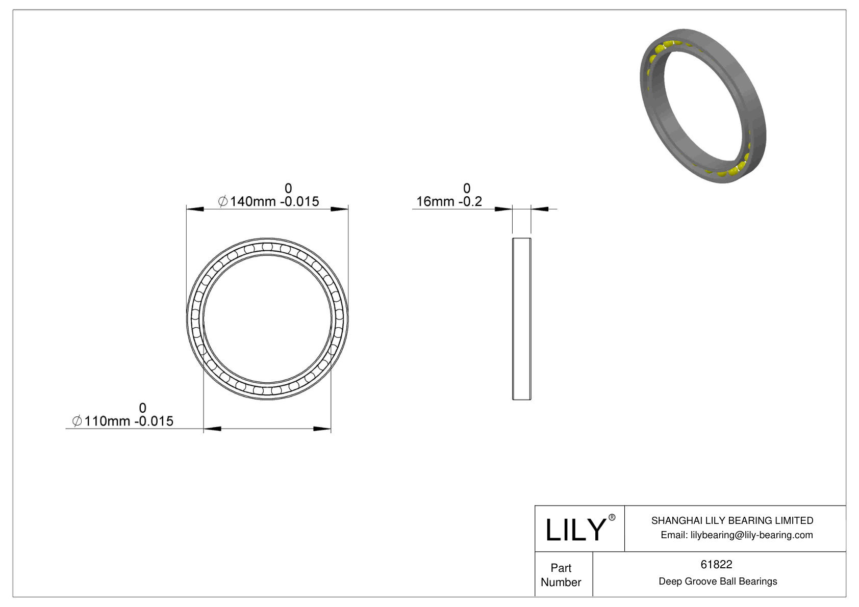 61822 单列向心球轴承 cad drawing