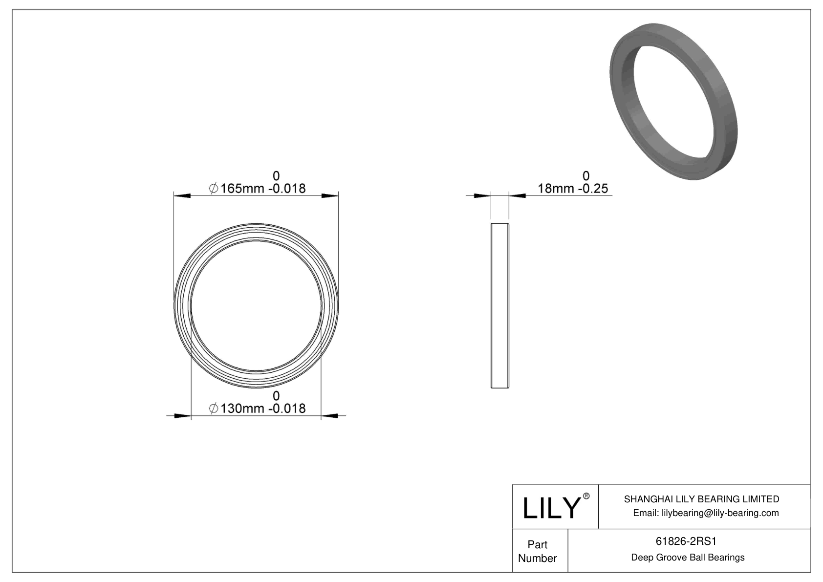 61826-2RS1 Rodamientos rígidos de bolas de una hilera cad drawing