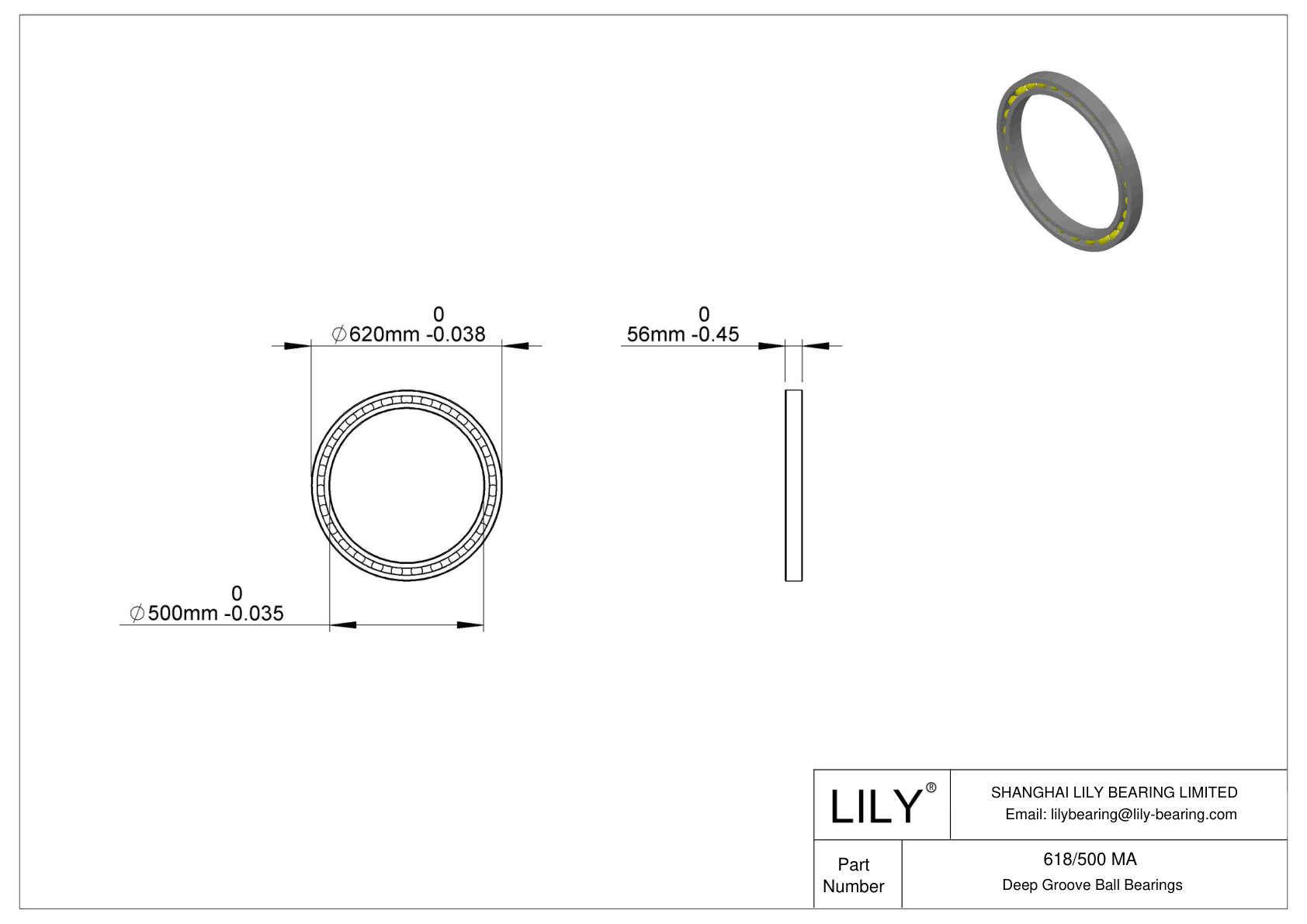 618/500 MA Single Row Deep Groove Ball Bearings cad drawing