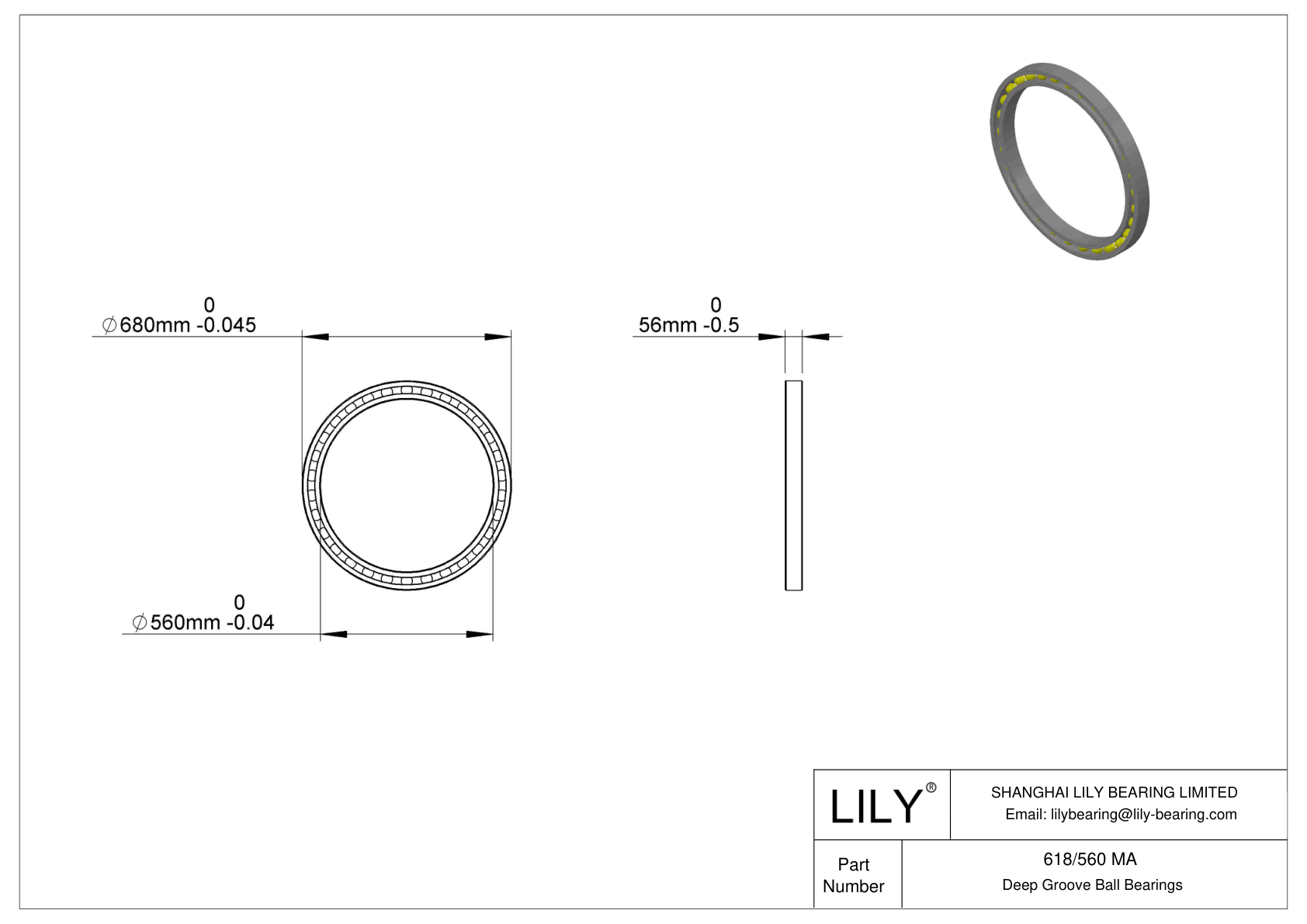 618/560 MA Single Row Deep Groove Ball Bearings cad drawing