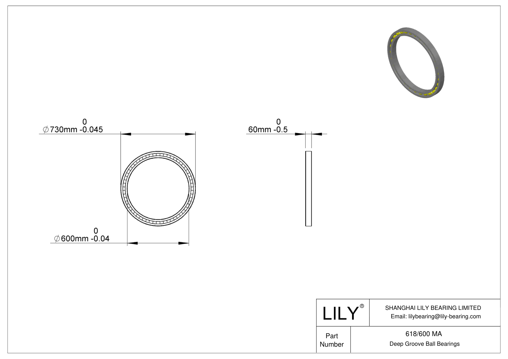 618/600 MA Single Row Deep Groove Ball Bearings cad drawing