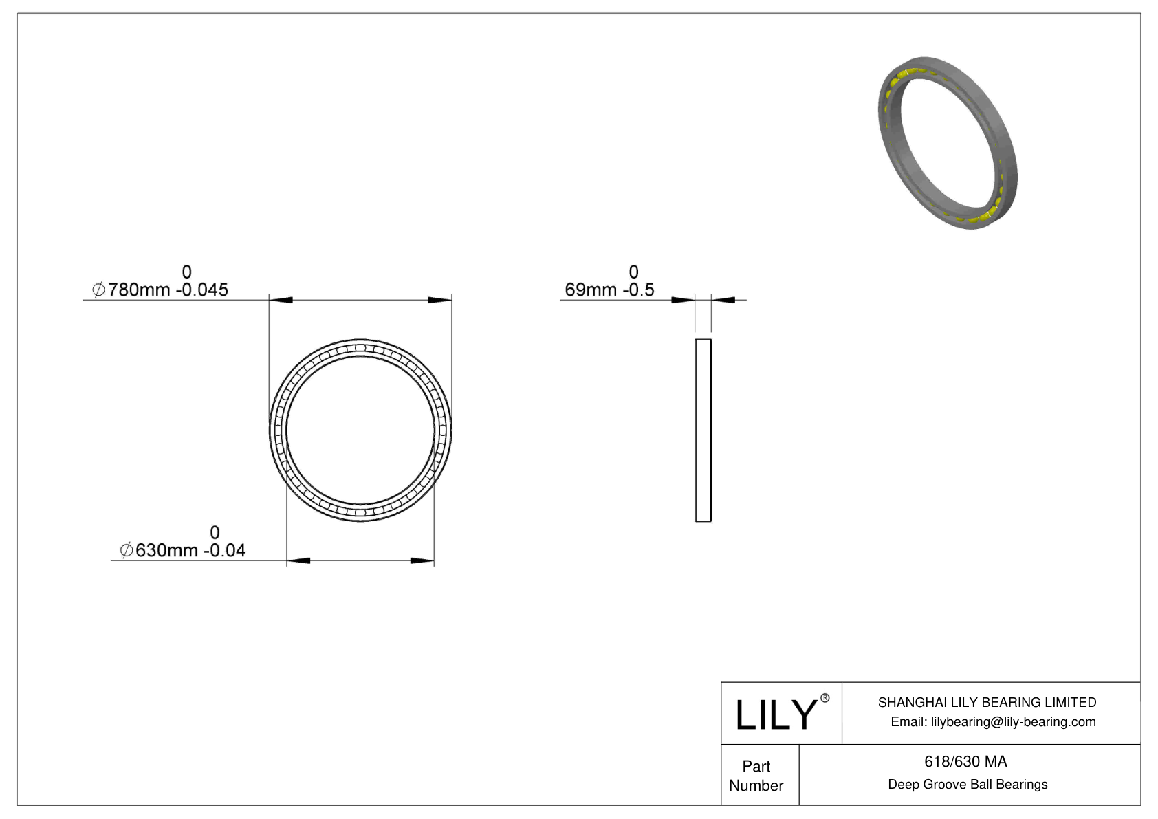 618/630 MA Single Row Deep Groove Ball Bearings cad drawing