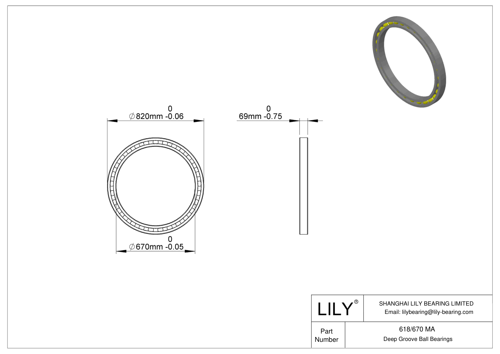 618/670 MA Single Row Deep Groove Ball Bearings cad drawing