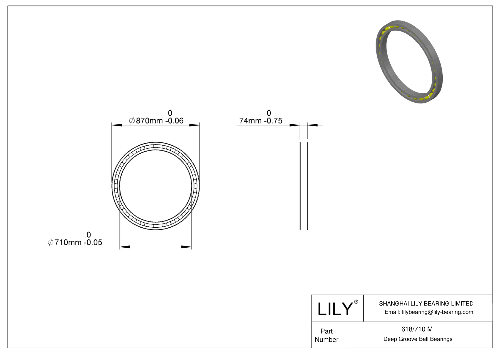 618/710 M Single Row Deep Groove Ball Bearings cad drawing