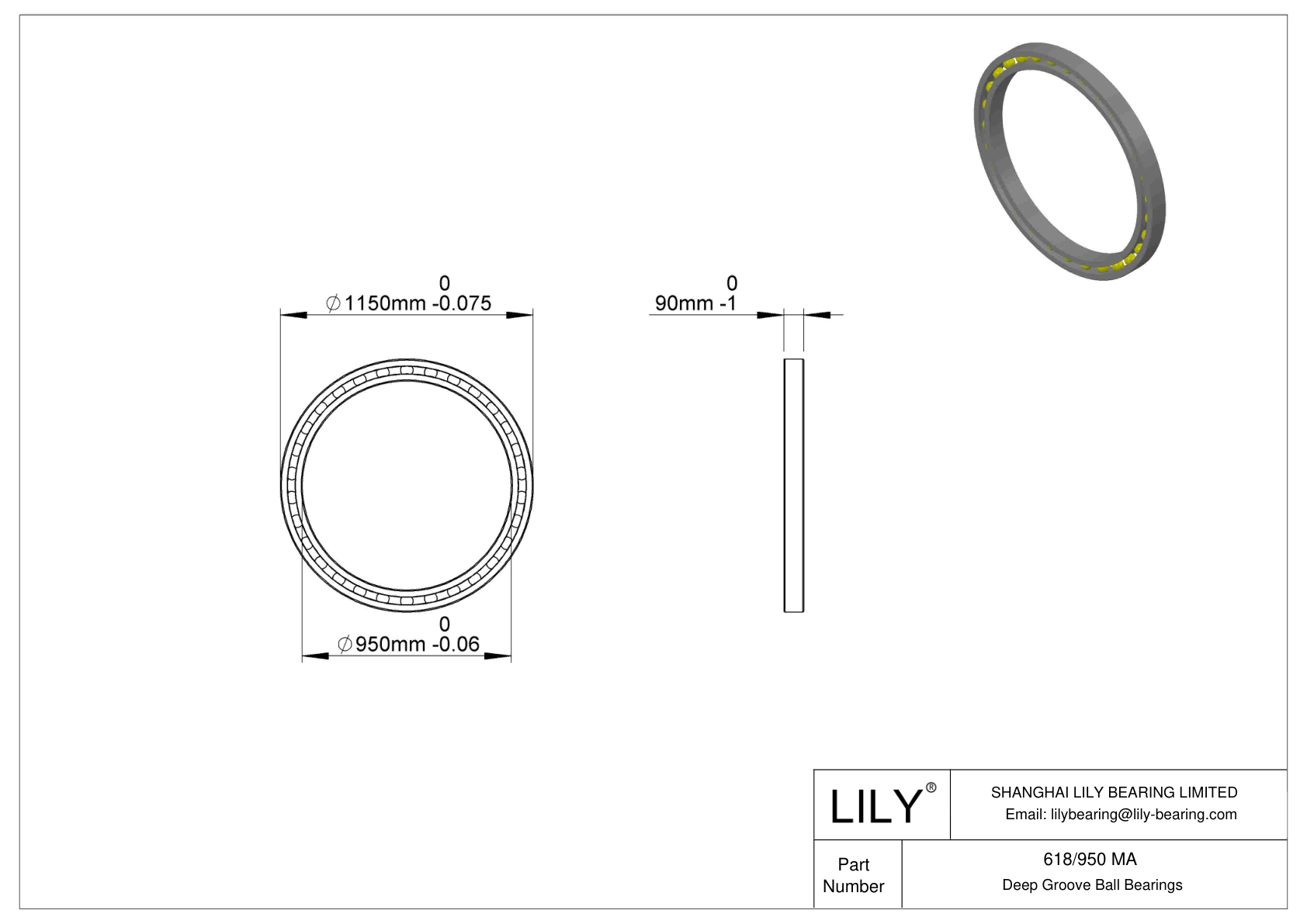 618/950 MA Single Row Deep Groove Ball Bearings cad drawing