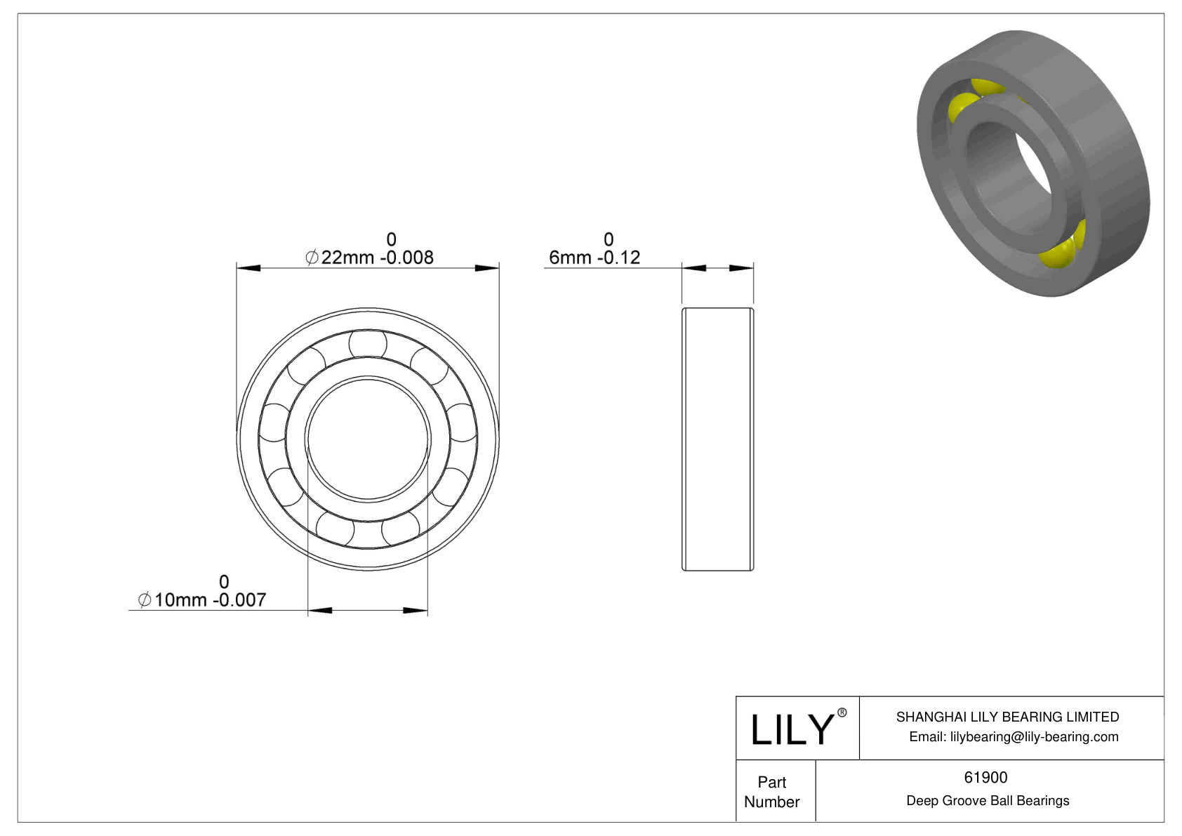 61900-2Z/LHT23 Rodamientos rígidos de bolas de una hilera cad drawing