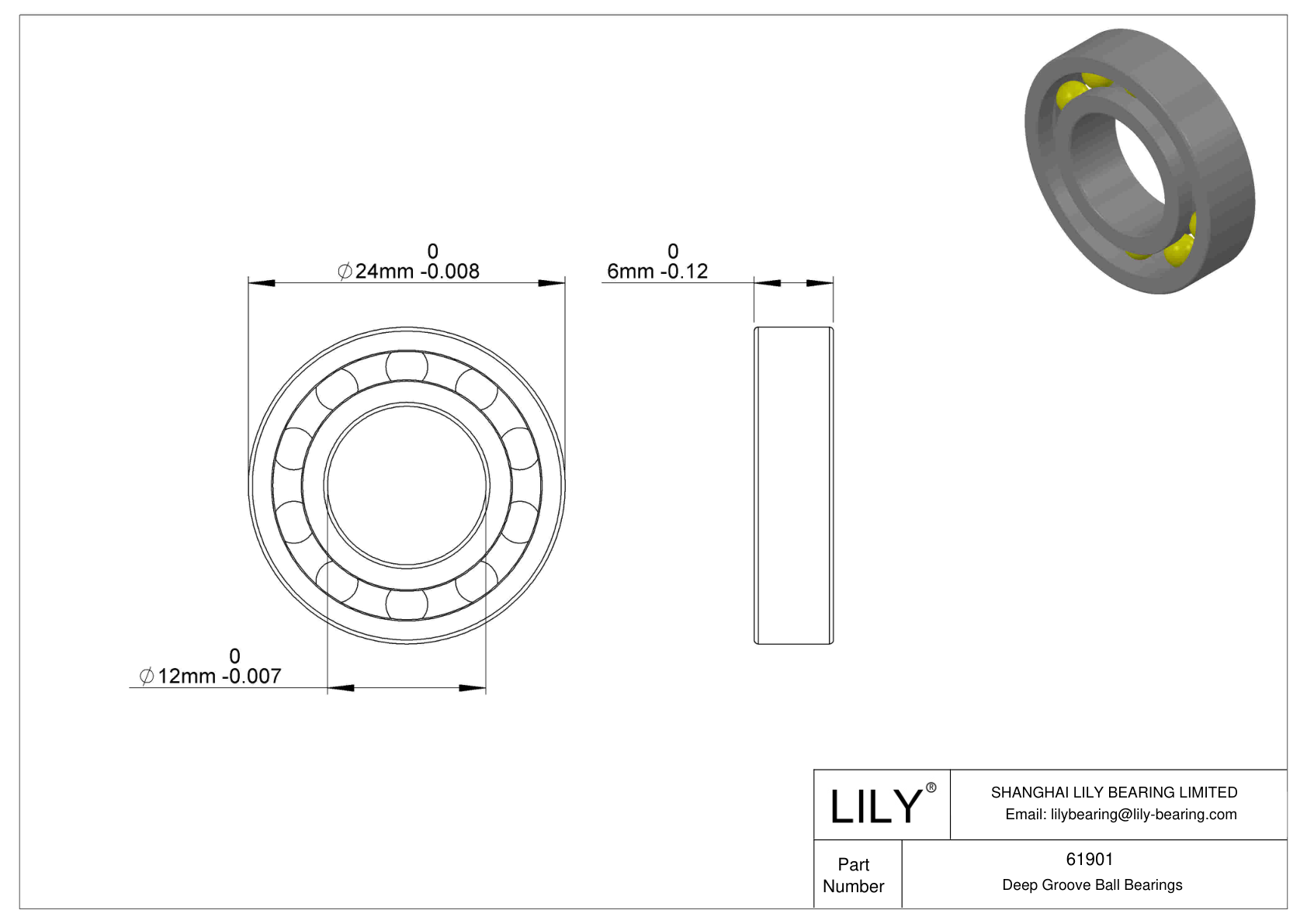 61901 单列深沟球轴承 cad drawing