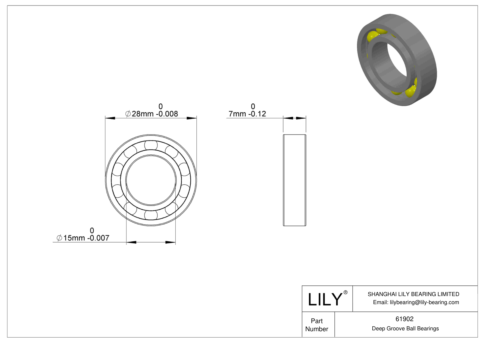 61902-2RS1/C3HVT245 Single Row Deep Groove Ball Bearings cad drawing