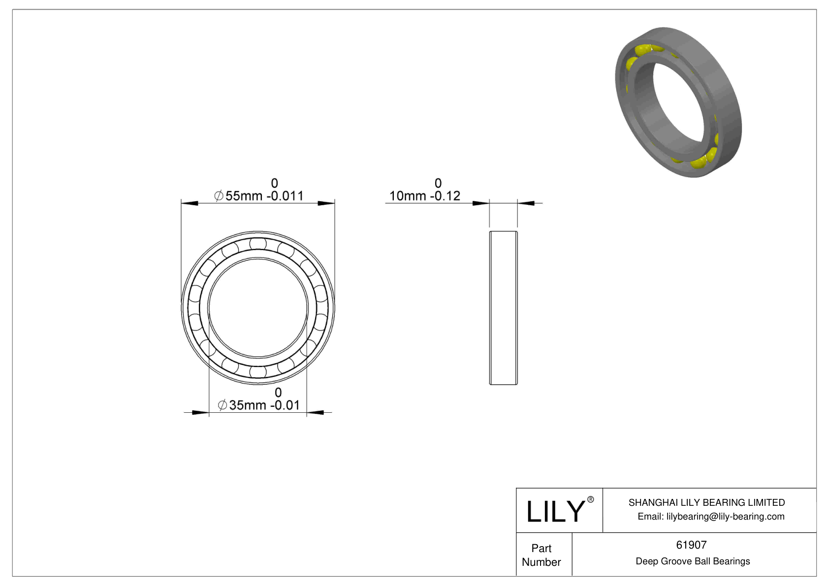 61907 单列向心球轴承 cad drawing