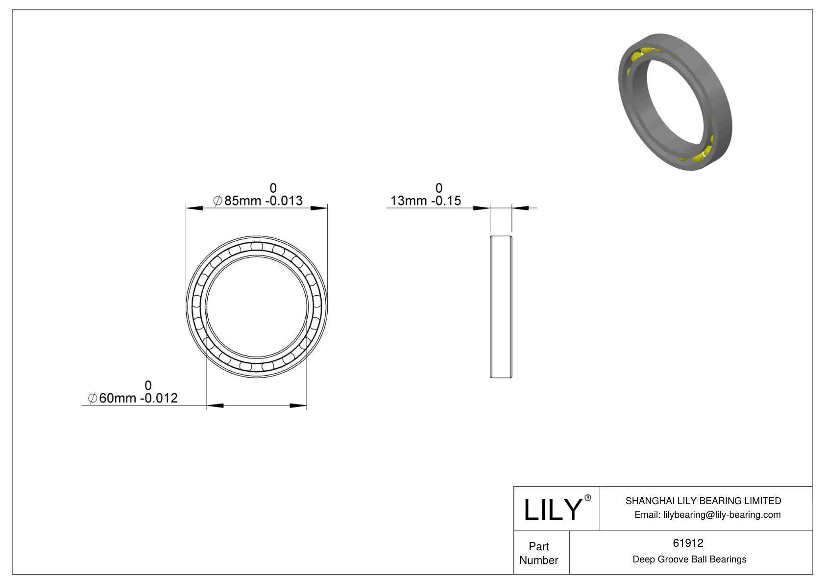 61912-2RS1/W64 Rodamientos rígidos de bolas de una hilera cad drawing