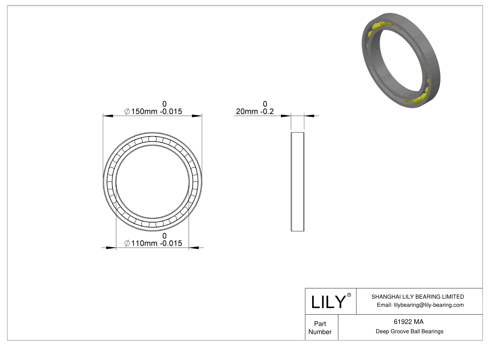 61922 MA/W64 Rodamientos rígidos de bolas de una hilera cad drawing