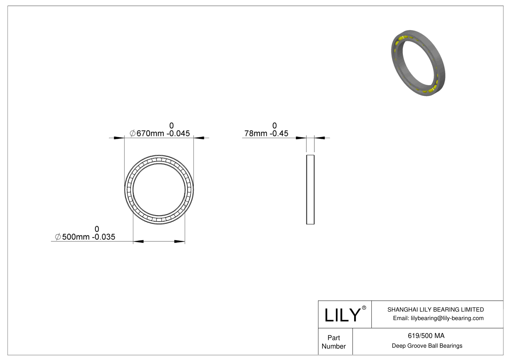 619/500 MA Single Row Deep Groove Ball Bearings cad drawing