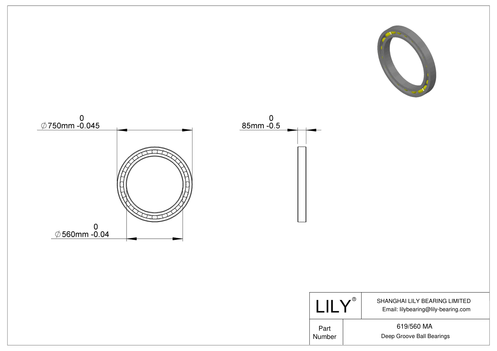 619/560 MA Single Row Deep Groove Ball Bearings cad drawing