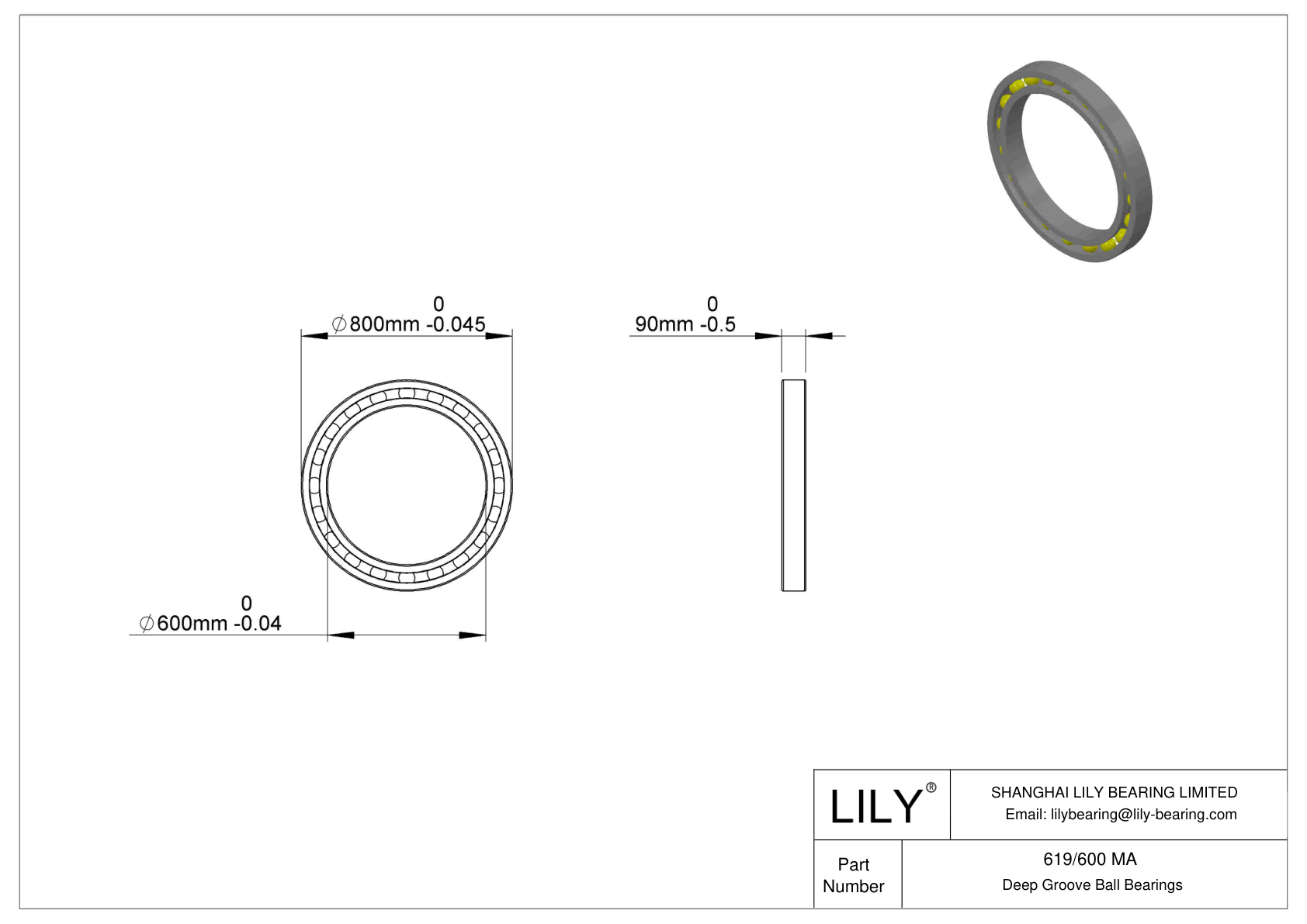 619/600 MA Single Row Deep Groove Ball Bearings cad drawing