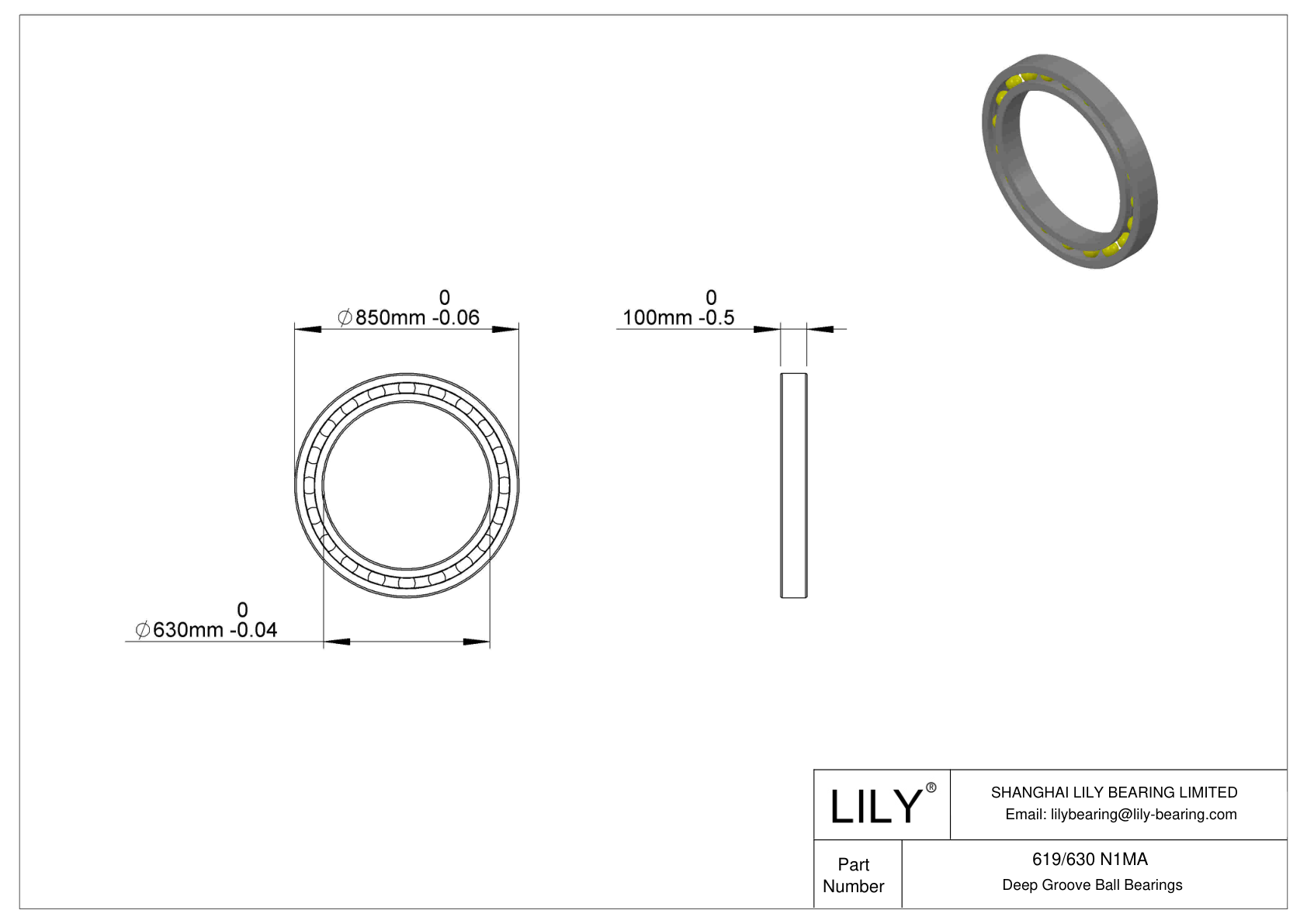 619/630 N1MA Single Row Deep Groove Ball Bearings cad drawing