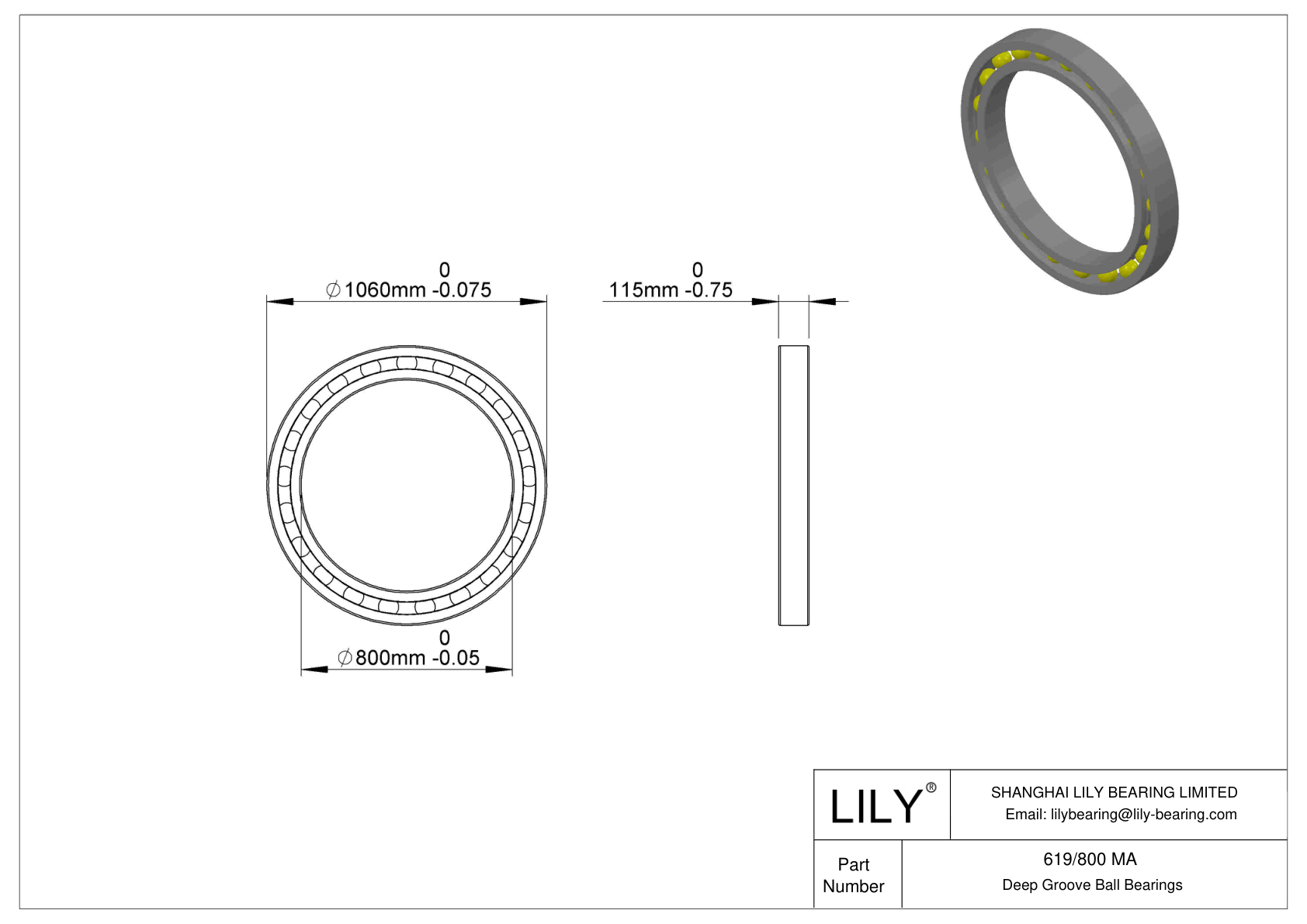 619/800 MA Single Row Deep Groove Ball Bearings cad drawing