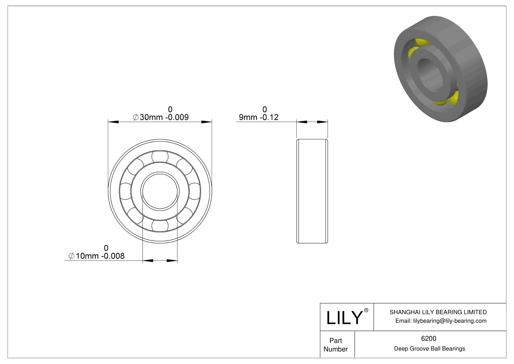 LILY-PU620050-12 Polyurethane Coated Bearing cad drawing