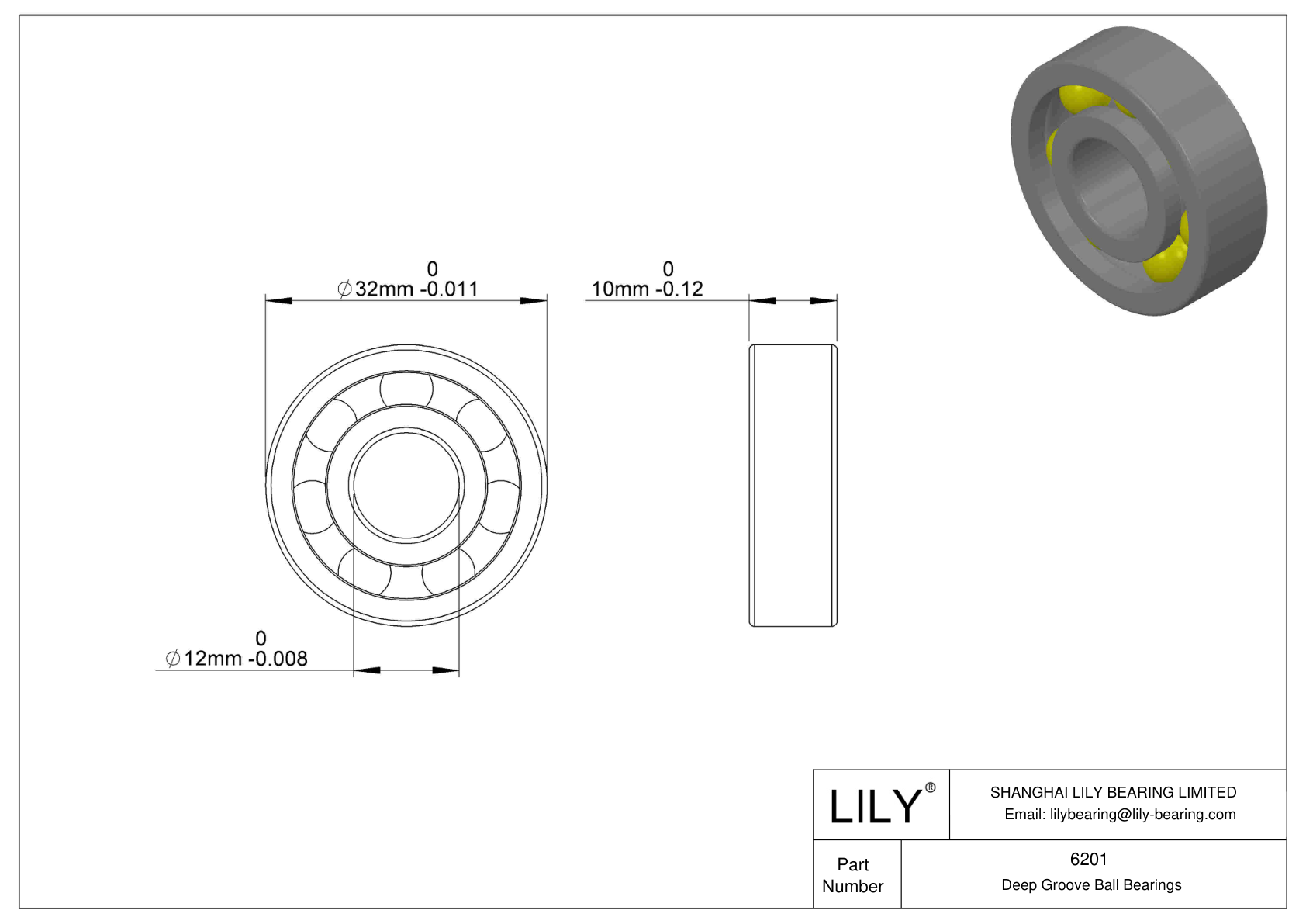 LILY-PU620150-20 Polyurethane Coated Bearing cad drawing