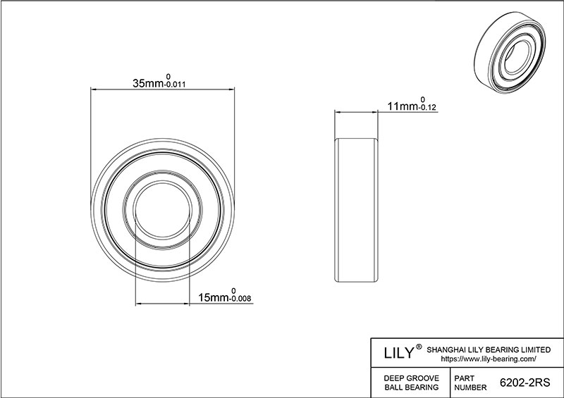 LILY-BS620248-15 POM Coated Bearing cad drawing