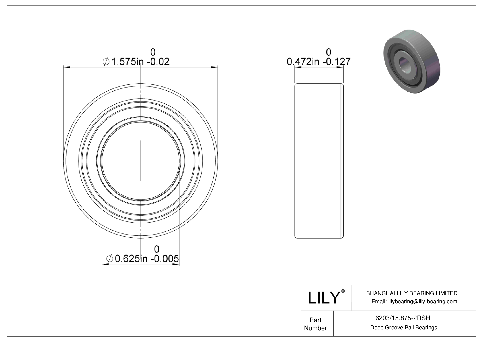 6203/15.875-2RSH Rodamientos rígidos de bolas de una hilera cad drawing