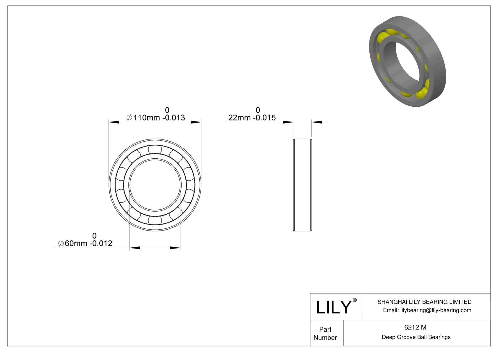 6212 M Rodamientos rígidos de bolas de una hilera cad drawing