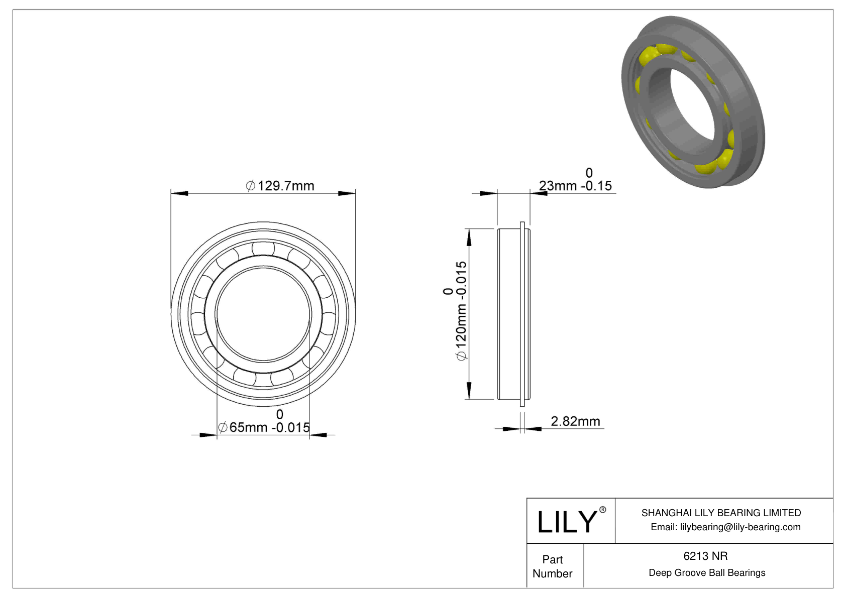 6213 NR Snap Ring Groove Ball Bearing cad drawing