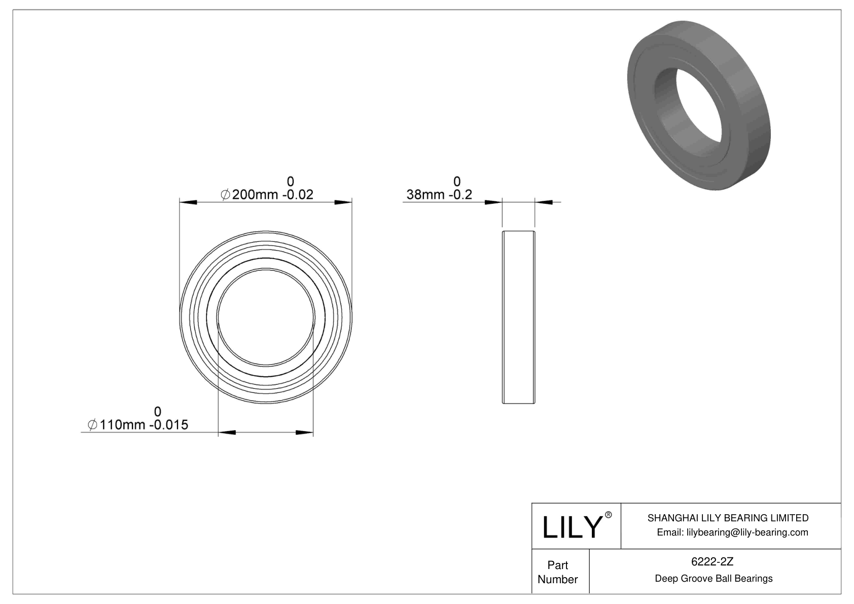 6222-2Z 单列深沟球轴承 cad drawing