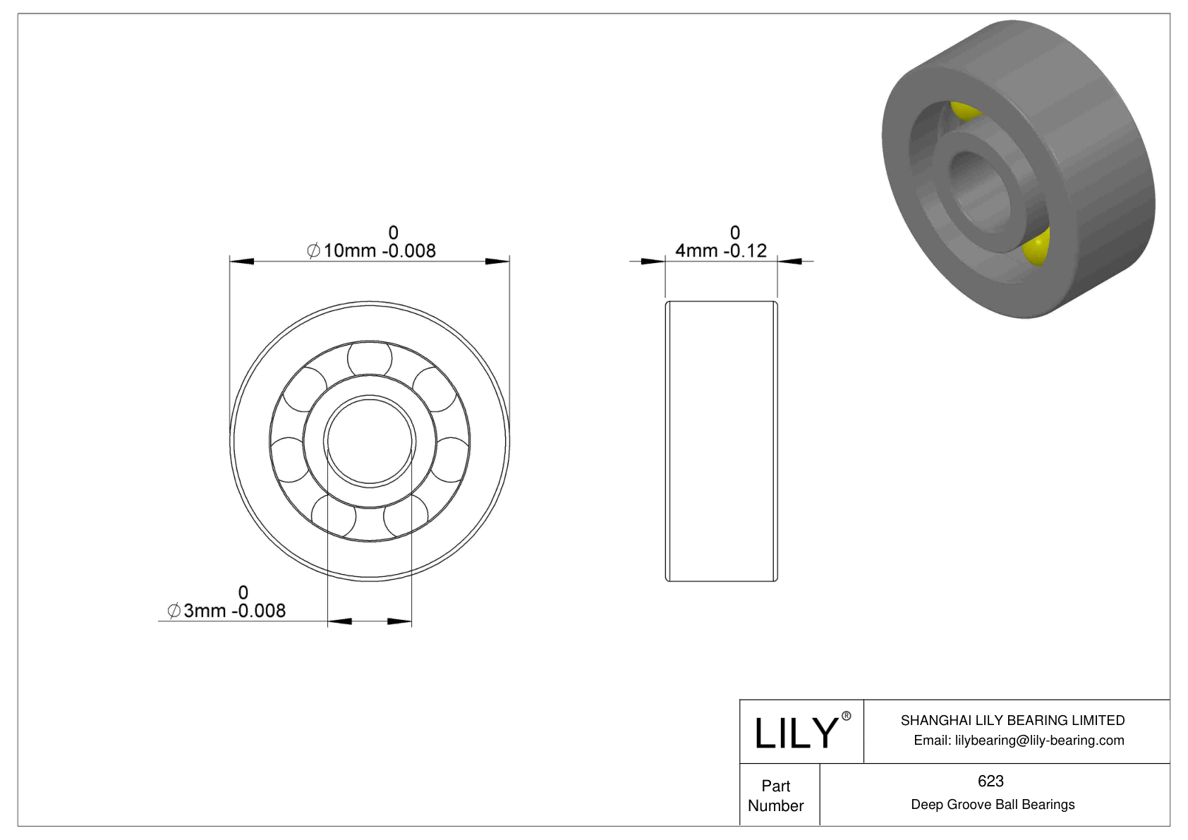 623 单列深沟球轴承 cad drawing