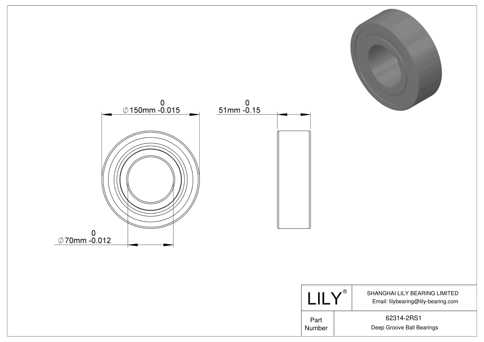 62314-2RS1 Rodamientos rígidos de bolas de una hilera cad drawing