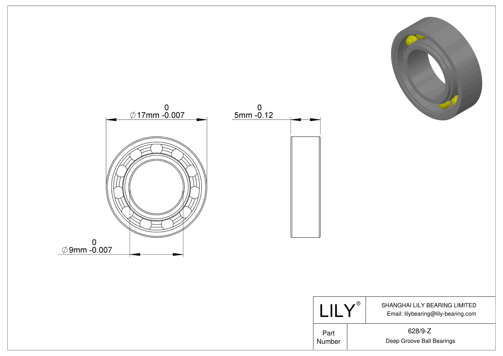 628/9-Z 单列深沟球轴承 cad drawing