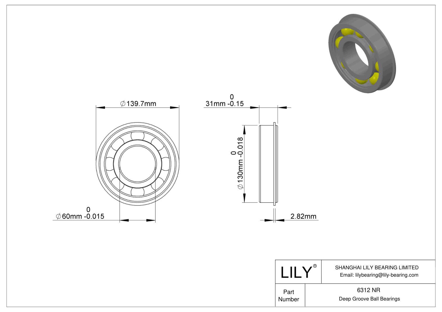 6312 NR 卡环沟槽球轴承 cad drawing